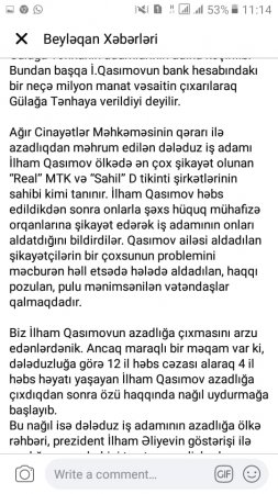 12 il həbs cəzasını 4 ilə çəkən İlham Qasımovla bağlı yeni faktlar