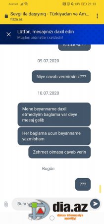 "Fizza.az" Kargo şirkəti vətəndaşlara problem yaradır "Fizza.az" Kargo şirkəti vətəndaşlara problem yaradır