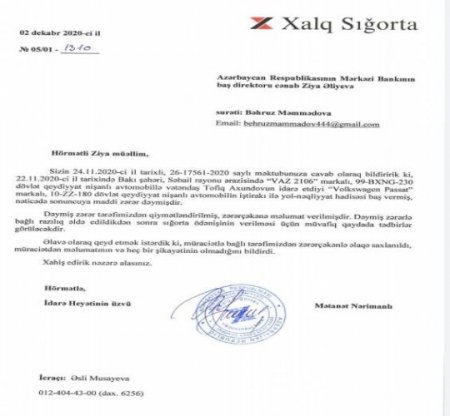 “Xalq Sığorta” Mərkəzi Bankı necə aldadır? “Xalq Sığorta” Mərkəzi Bankı necə aldadır?