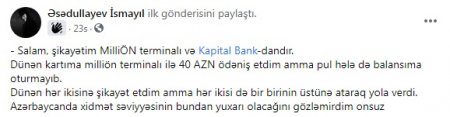 Vətəndaş "Kapital Bank"la "MilliÖN"ün əlində qalıb...