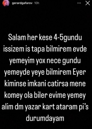“İş tapa bilmirəm, evdə yeməyim yoxdur” “İş tapa bilmirəm, evdə yeməyim yoxdur”