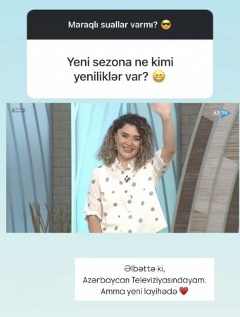 Xədicədən sonra o da verilişdən getdi Xədicədən sonra o da verilişdən getdi